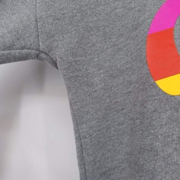 Pink VS Rainbow Spellout Funnel Neck Sweatshirt Gray Boxy Preppy Lounge Wear S - Picture 6 of 7